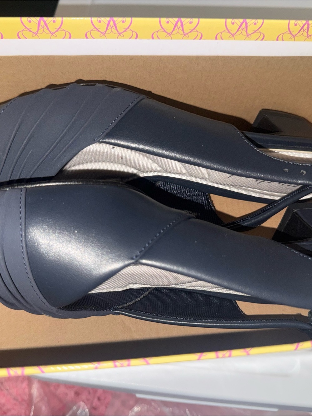 Navy Women's Block Heel Slingback Pumps